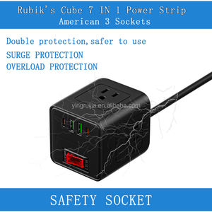 Rubik's Cube 3 Socket American <span class=keywords><strong>Power</strong></span> Strip con protector contra sobretensiones, protección contra sobrecarga <span class=keywords><strong>USA</strong></span> <span class=keywords><strong>Power</strong></span> <span class=keywords><strong>Board</strong></span> 3 Outlets con USB C - Product Image 6
