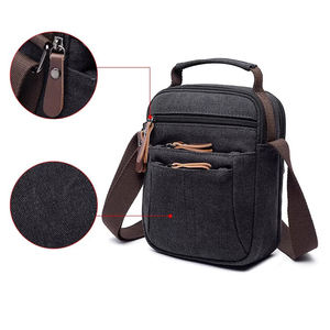 OEM ODM Men's <b>Canvas</b> <b>Crossbody</b> <b>Bag</b> 8 Inch Zipper Closure Portable Travel Outdoor Work Hiking Sports Daily Use - Product Image 5