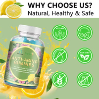 Gummies anti-âge à base de plantes pour la santé de la peau, supplément vitaminique, réduit les rides et ridules, garde la peau saine et élastique, qualité alimentaire