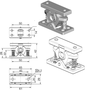 C818 अच्छी कीमत जस्ता मिश्र धातु फर्श कैबिनेट दरवाजा स्प्रिंग लोड रोलर कैच स्प्रिंग दरवाजा करीब - Product Image 6