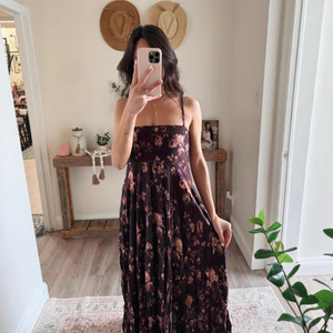 Vestido Maxi con Estampado Floral y Tirantes Finos para Mujer, Cintura Imperio, Transpirable, Informal para Uso Diario - Product Image 2
