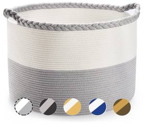 Grande Cesto in Corda di Cotone Intrecciato per Biancheria, Coperte, Giocattoli, con Manici, Contenitore per Piumoni e Cuscini - Product Image 3