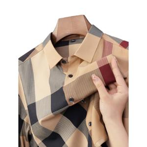 <span class=keywords><strong>Chemise</strong></span> à carreaux à la mode haut de gamme pour hommes Offre Spéciale <span class=keywords><strong>Chemise</strong></span> décontractée à manches longues à rayures <span class=keywords><strong>sans</strong></span> fer - Product Image 6