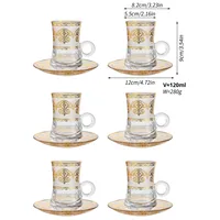 Tasse à café et latte en verre transparent créatif avec conception de fleurs en relief en feuille d'or moderne allant au micro-ondes et au lave-vaisselle