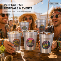 Gobelet en aluminium jetable avec logo personnalisé, 16 oz, gobelet de fête en métal recyclable, décalcomanie DIY, pour boissons froides et bière