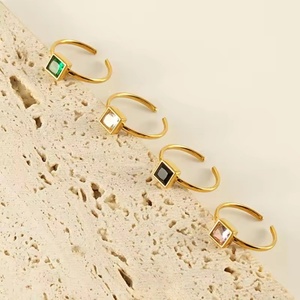 18K Gold Women's Stainless Steel <b>Titanium</b> Steel Fashion Jewelry <b>Rings</b> Colorful Heart-Shaped Flower Design for Parties Children - Product Image 4