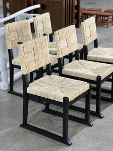 Sedia da pranzo in legno massello di frassino nero Wabi-Sabi con seduta in paglia intrecciata a mano, mobili rustici per ristoranti in stile farmhouse, vendita all'ingrosso - Product Image 6