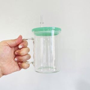 Taza de Vidrio Borosilicato Transparente de 17 oz, para Sublimación, con Asa y Tapa de Plástico PP, para Café o Té - Product Image 5