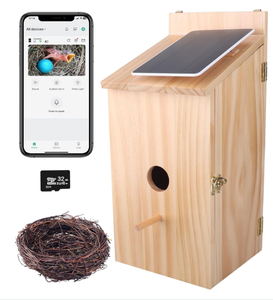 Mangeoire à oiseaux en bois écologique avec caméra solaire intégrée, artisanat en bois - Product Image 5