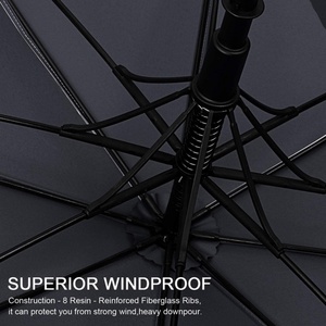 Waterproof 62 Inch Professional Straight Black Fiberglass Frame Golf <b>Umbrella</b> Double Canopy Ventilation Design for All Weather - Product Image 4