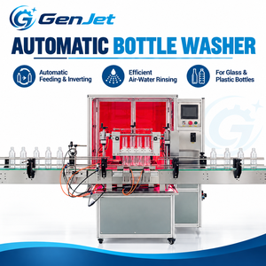 Ligne d'embouteillage automatique de spiritueux GenJet avec rinçage des bouteilles, remplissage par pompe à engrenages à <span class=keywords><strong>4</strong></span> têtes, bouchage et étiquetage des bouteilles rondes - Product Image 4