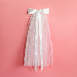 Short Pearl Wedding <strong>Veil</strong> with Bow Knot Two Tier Bachelorette Party White Bridal <strong>Veil</strong> <strong>Bride</strong> <strong>to</strong> <strong>Be</strong> Gift Flower Girl <strong>Veil</strong> - Product Image 1