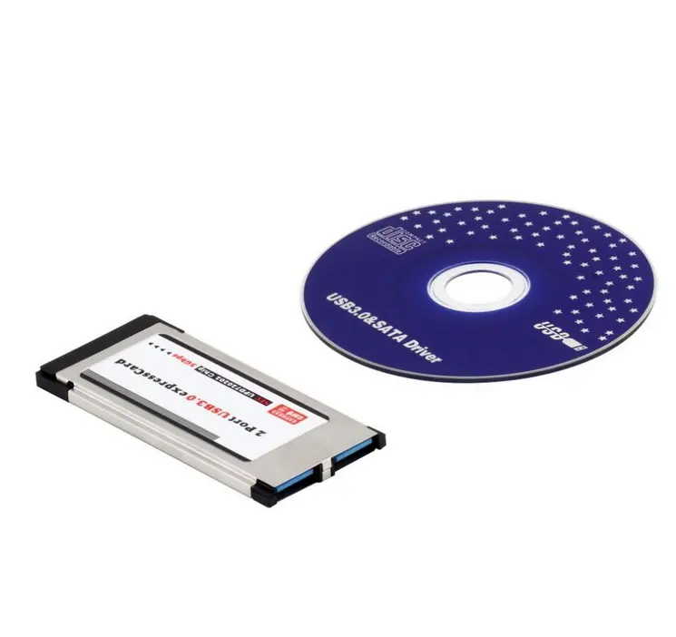 Express Card Expresscard to USB 3.0 2 Port Adapter with SATA Driver For 34mm/54mm Slot Notebook Desktop Computer