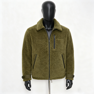 Chaqueta de Forro <span class=keywords><strong>Polar</strong></span> Sherpa con Cremallera Personalizada OEM para Hombre, Chaqueta Cálida de Invierno con Forro de Borrego, Logotipo Estampado en Relieve, Chaqueta de Forro <span class=keywords><strong>Polar</strong></span> con Bloques de Color - Product Image 2