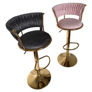 Tabourets de bar pivotants en cuir, style luxe léger et moderne, avec dossier, hauteur réglable, structure en <span class=keywords><strong>acier</strong></span> inoxydable, pour salle à manger et salon - Product Image 1