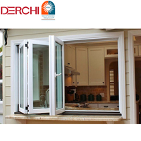 Fenêtres pliantes DERCHI en aluminium noir, double vitrage, pour balcon, fenêtre pliante verticale avec grille intérieure