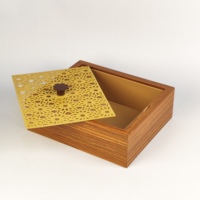 Boîte à chocolat personnalisée en bois plaqué zèbre avec couvercle découpé au laser, doublure en velours pour le festival du Ramadan, fruits secs et cadeaux sucrés