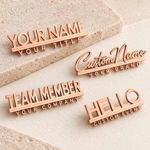 Custom Rose Gold Nameplate Lapel Pins Personalized Employee Name Title Badges OEM ODM Manufacturer OEM ODM - Product Image 1