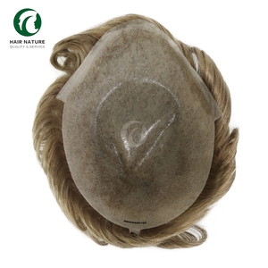 Toupee de Piel Fina de 8x10 Pulgadas (0.03-0.04mm) <span class=keywords><strong>para</strong></span> Hombre, con Lazo Frontal en V, Línea de Cabello Natural, Piezas de Cabello Anudadas, Peluca Tipo Toupee - Product Image 5