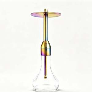 Chicha portable en acier inoxydable avec base en verre, ensemble complet pour fumer - Product Image 4