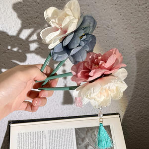 Style chinois Super fée plaque cheveux coloré fleur en forme de U épingle à cheveux Hanfu nouveau tempérament gland grande fleur épingle à cheveux - Product Image 3