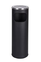 Poubelle extérieure en acier inoxydable, bac à déchets rond avec seau intérieur amovible, noir