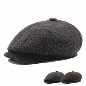 Wholesale European Style <b>Flat</b> <b>Cap</b> for <b>Men</b> 8 6 Panels Newsboy <b>Cap</b> Striped Knitted Design for Casual Sports and Party - Product Image 1