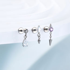 Pendiente de Cartílago de Titanio ASTM F136, 16g, Parte Trasera Plana, Joyería para Piercing de Cartílago, Joyería <span class=keywords><strong>Helix</strong></span>, Piercing de Concha, Piercing Labret - Product Image 4