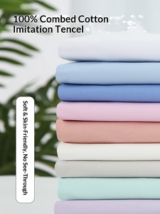 Combed Cotton Tencel Look <b>Fabric</b> High Density Plain Solid Pure Cotton For Dresses Shirts Trousers High End Apparel - Product Image 2