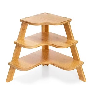 Estante de Almacenamiento de Esquina de Bambú de 3 Niveles, Organizador de Encimera de Cocina, Estante de Madera Multifuncional - Product Image 1