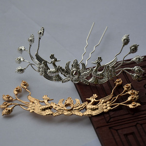 Antique Style Hair <b>Crown</b> 40*100MM Gold <b>Silver</b> Plated Copper Wedding Hairpin DIY Jewelry Accessory - Product Image 3