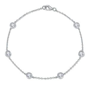 Blue <b>Moon</b> Silver Plated Moissanite Seven Stone Cute Prong Setting Pendant Necklace Women Cut Graduated Sparkling Fine Jewelry - Product Image 1