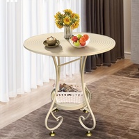 1 pièce Table d'appoint rétro française en fer forgé à double niveau, pour salon, canapé, balcon extérieur, dimensions 19.7IN * 24IN