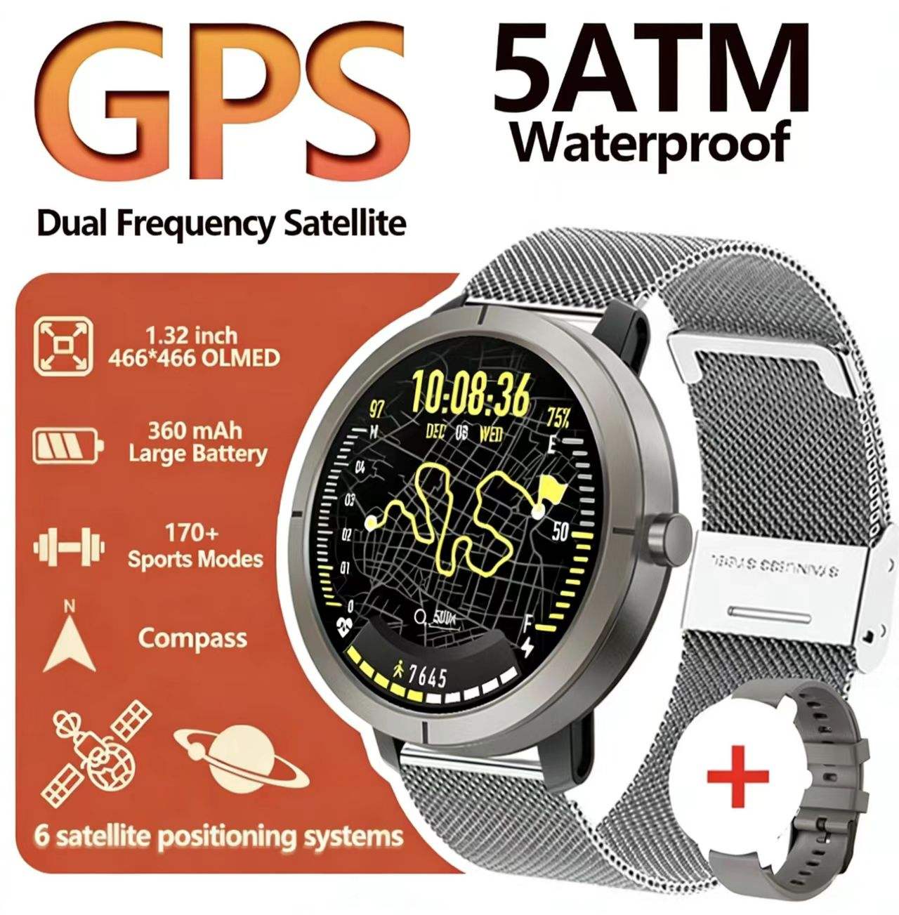 สายนาฬิกาตาข่ายสีเงิน