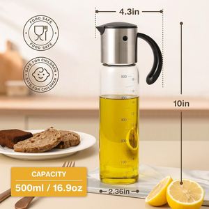 Distributeur d'huile d'olive et de vinaigre en verre et acier inoxydable à gravité automatique Red Dot Design 500 ml, écologique, compatible lave-vaisselle, idéal pour les cadeaux promotionnels - Product Image 4