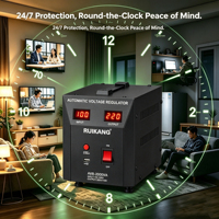 Régulateurs de tension stabilisateurs 2000VA 220V, régulateur automatique, affichage numérique, résistant à la chaleur et à l'humidité, pour générateur, usage domestique et professionnel