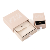 Sac pochette en microfibre rose recyclable imprimé de logo personnalisé boîte d'emballage à tiroir à bijoux carré de qualité avec doublure en éponge à bas prix