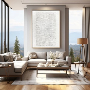 Arte Mural 3D Contemporáneo, Arte Abstracto Blanco Wabi Sabi, Pintura en Lienzo para Decoración Moderna del Hogar y Galería - Product Image 4