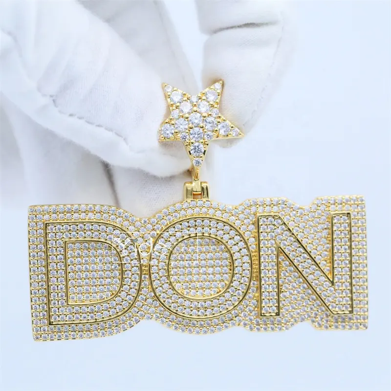 Pendentif hip-hop en or plaqué or, bijoux de mode pendentif avec lettres, vente en gros