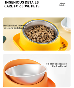 Sem derrapagem prova de derramamento Base de borracha <span class=keywords><strong>Bella</strong></span> <span class=keywords><strong>Dog</strong></span> Bowl Eco Friendly Aço inoxidável Raised Cat Bowl para alimentação, ao ar livre, interior - Product Image 4