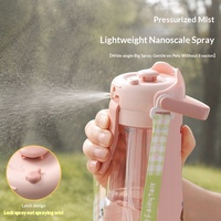 Fontaine à eau portable et pliable pour animaux de compagnie avec pulvérisation rafraîchissante, sangle détachable et gobelet pliable pour usage extérieur et domestique (chien, chat)