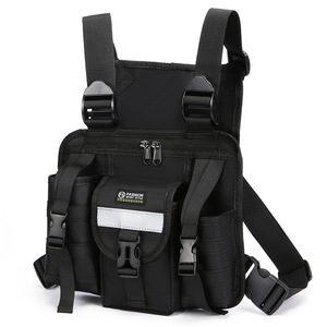 DSF72 <b>Black</b> Oxford <b>Cloth</b> Outdoor Storage Bag Adjustable Strap Multiple Pockets Reflective Strip Sports Daily Outdoor Carry - Product Image 6