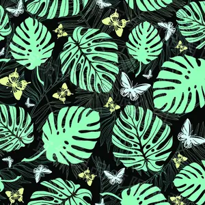 Wholesale Custom Digital Woven Printed Fabric In 100% Polyester Tropical Plants Pattern Cloth For Dress Jacket Coat Fabric