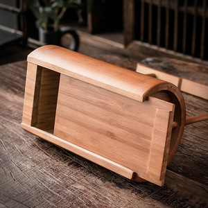 Bamboo Tissue <b>Box</b> Natural Wood Cylinder Design For Home Living Room Decoration Storage Organizer - Product Image 4