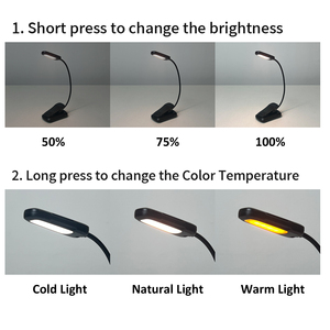 Modern Style <strong>USB</strong> Rechargeable Clip <strong>Lamp</strong> for <strong>Reading</strong> Soft Lighting LED Desk <strong>Lamp</strong> Black Shade for Home Office Living Room Design - Product Image 2