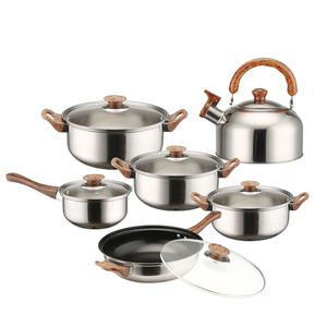 Juego de Utensilios de Cocina Geling de Acero Inoxidable Antiadherente de 18 Piezas, Diseño Nuevo con Mango de Imitación Madera, Resistente, para Camping, Venta al Por Mayor - Product Image 2
