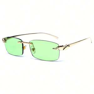 Gafas de Sol Rectangulares Sin Montura UV400 Vintage de Lujo para Hombre y Mujer, Novedades 2025 con Logotipo Personalizado, Gafas de Sol con Marco Metálico Pequeño para Hombre y Mujer - Product Image 5