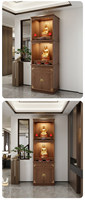 Niche Bouddha en Bois Massif, Nouveau Style Chinois, Armoire de Culte Sculptée à Trois Niveaux avec Porte pour le Dieu de la Richesse et le Bodhisattva Domestique
