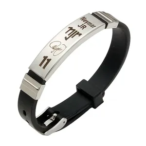 Lionel Messi cristiani Ronaldo Neymar stelle del calcio in acciaio inox Silicone braccialetto di moda calcio accessorio per gli uomini ragazzi - Product Image 4