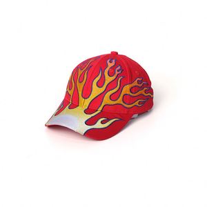 Casquette de baseball 6 panneaux style Hip Hop, personnalisable, streetwear, logo brodé 3D flamme rouge, 100% coton, visière incurvée, Gorras - Product Image 3